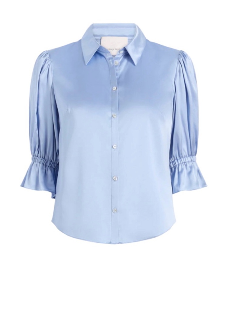 cinq à sept  light Blue Puff-Sleeve Button-Down Blouse